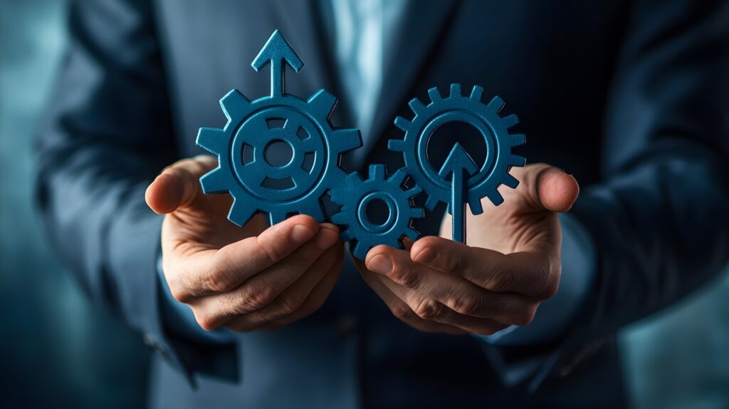 Verzahnte Businessprozesse mit Pfeilen | Gehaltsabrechnung online