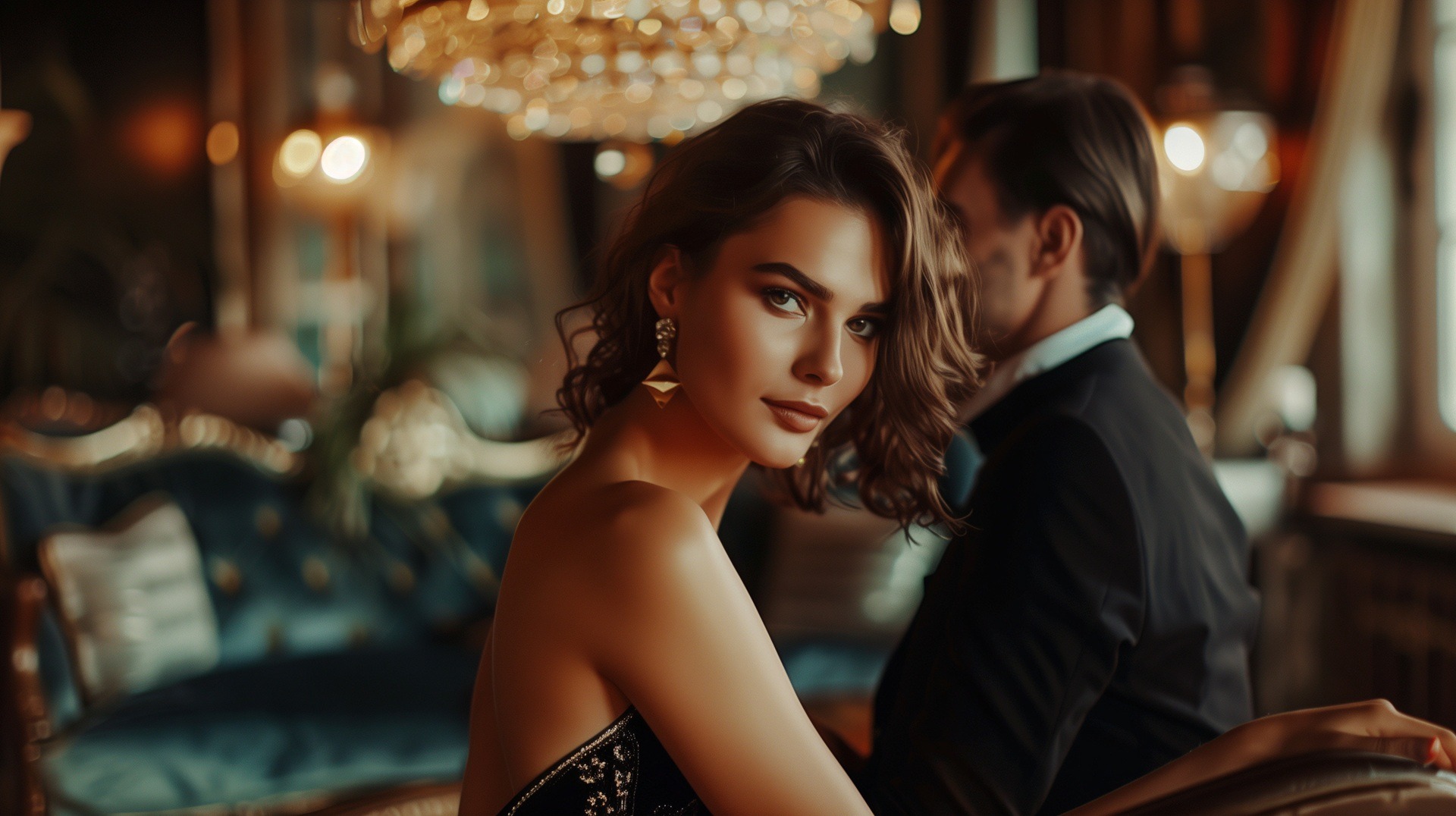 Frau in elegantem Abendkleid im Salon | Köln Escort